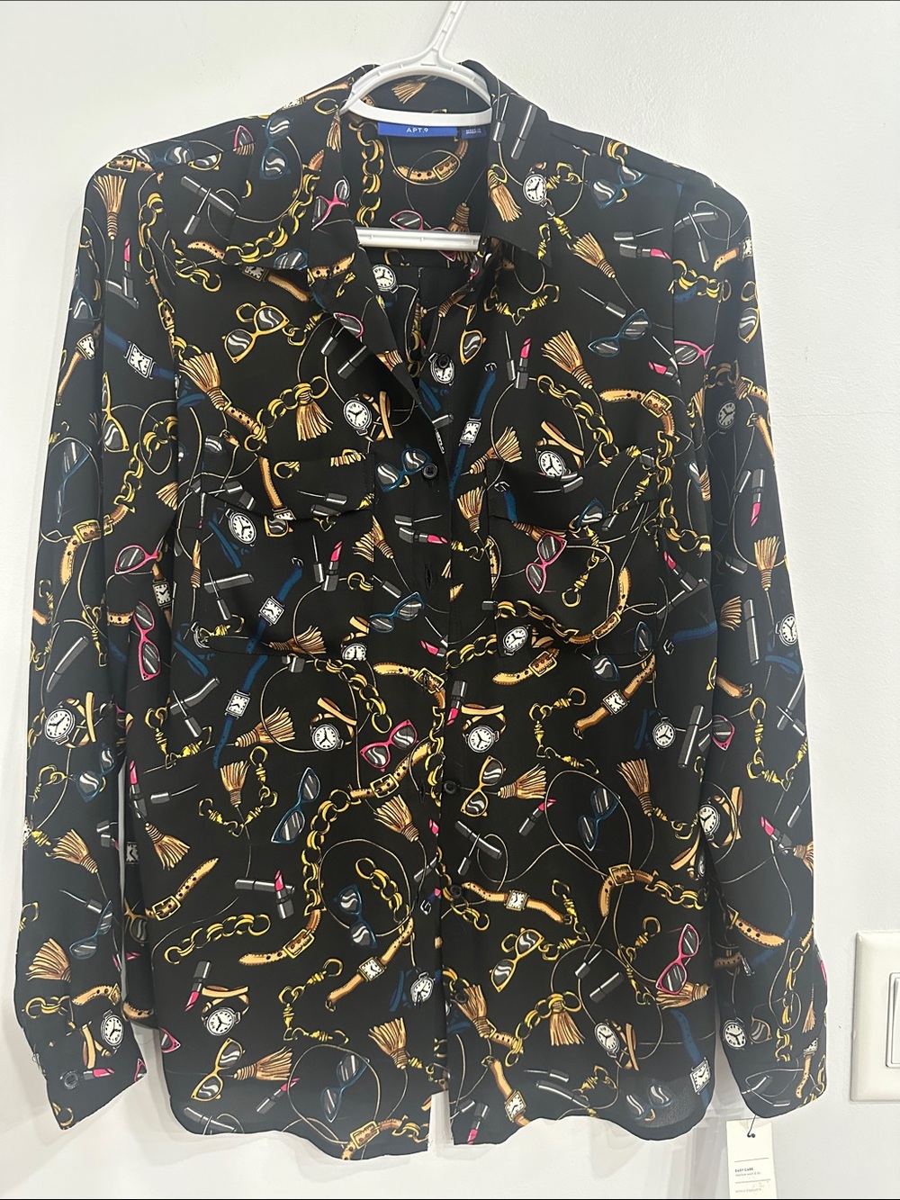 Apt 9 Novelty Equestrian Chain Link Long Sleeve Shirt XS NWT